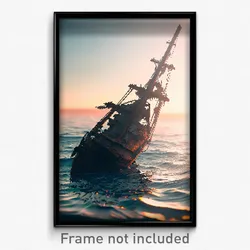 Pixel Art Poster - Realistic Sea Wreck (8 Bit Psychedelic Video Game Print)