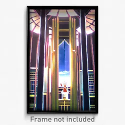 Pixel Art Poster - Tall Anime Architecture (8 Bit Psychedelic Video Game Print)