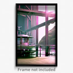 Pixel Art Poster - Silver Bay (8 Bit Psychedelic Trippy Weird Video Game Print)