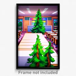Pixel Art Poster - Evergreen Classroom (8 Bit Psychedelic Video Game Print)