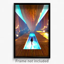 Pixel Art Poster - Wooden Dreamscape (8 Bit Psychedelic Trippy Video Game Print)