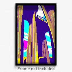 Pixel Art Poster - Glitchy Viaduct (8 Bit Psychedelic Trippy Video Game Print)
