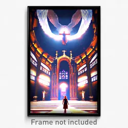 Pixel Art Poster - Angelic Architecture (8 Bit Psychedelic Video Game Print)