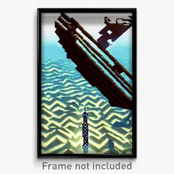 Pixel Art Poster - Zigzag Sea Wreck (8 Bit Psychedelic Trippy Video Game Print)