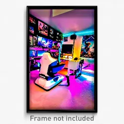 Pixel Art Poster - Upbeat Gaming Room (8 Bit Psychedelic Video Game Print)