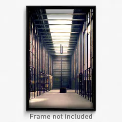 Pixel Art Poster - Wire Frame Warehouse (8 Bit Psychedelic Video Game Print)