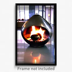 Pixel Art Poster - Spherical Fireplace (8 Bit Psychedelic Video Game Print)