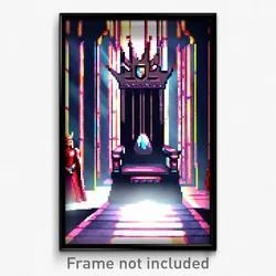 Pixel Art Poster - Admired Throne Room (8 Bit Psychedelic Video Game Print)