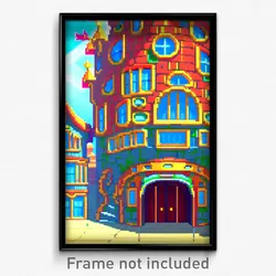 Pixel Art Poster - Imaginative Cartoon Architecture (8 Bit Video Game Print)