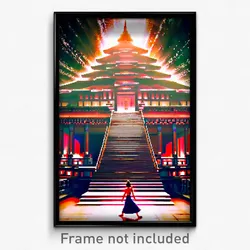 Pixel Art Poster - Vivacious Temple (8 Bit Psychedelic Trippy Video Game Print)