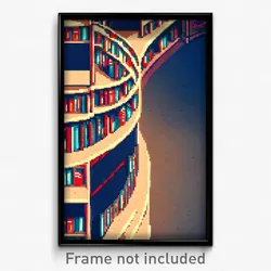 Pixel Art Poster - Curvy Library (8 Bit Psychedelic Trippy Video Game Print)