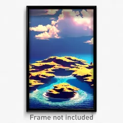 Pixel Art Poster - Attractive Atoll (8 Bit Psychedelic Trippy Video Game Print)