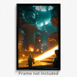 Pixel Art Poster - Electric Fortifications (8 Bit Psychedelic Video Game Print)