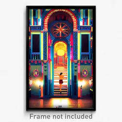 Pixel Art Poster - Fabulous Balistraria (8 Bit Psychedelic Video Game Print)