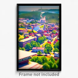Pixel Art Poster - Tiny Swedish City (8 Bit Psychedelic Trippy Video Game Print)