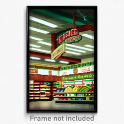 Pixel Art Poster - Treasured Grocery Store (8 Bit Psychedelic Video Game Print)