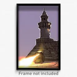 Pixel Art Poster - Barren Turret (8 Bit Psychedelic Trippy Video Game Print)