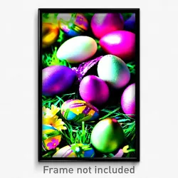 Pixel Art Poster - Fancy Easter Eggs (8 Bit Psychedelic Trippy Video Game Print)