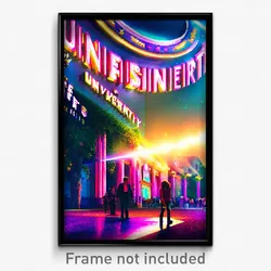 Pixel Art Poster - Flashy University (8 Bit Psychedelic Trippy Video Game Print)