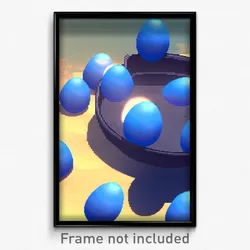 Pixel Art Poster - Sky Blue Eggs (8 Bit Psychedelic Trippy Video Game Print)