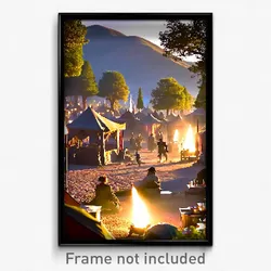 Pixel Art Poster - Noted Encampment (8 Bit Psychedelic Trippy Video Game Print)