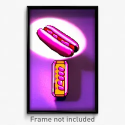 Pixel Art Poster - Pink Hot Dog (8 Bit Psychedelic Trippy Video Game Print)