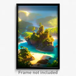 Pixel Art Poster - Unnatural Island (8 Bit Psychedelic Trippy Video Game Print)
