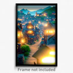 Pixel Art Poster - Advanced Village (8 Bit Psychedelic Trippy Video Game Print)