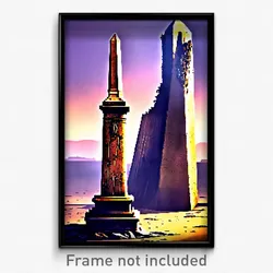 Pixel Art Poster - Tattered Obelisk (8 Bit Psychedelic Trippy Video Game Print)