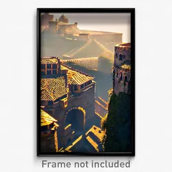 Pixel Art Poster - Ancient Fortifications (8 Bit Psychedelic Video Game Print)