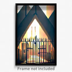Pixel Art Poster - Triangular Gate (8 Bit Psychedelic Trippy Video Game Print)