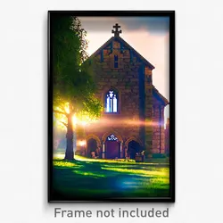 Pixel Art Poster - Little Priory (8 Bit Psychedelic Trippy Video Game Print)