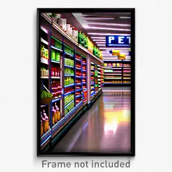 Pixel Art Poster - Big Grocery Store (8 Bit Psychedelic Trippy Video Game Print)