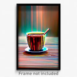 Pixel Art Poster - Striped Hot Tea (8 Bit Psychedelic Trippy Video Game Print)