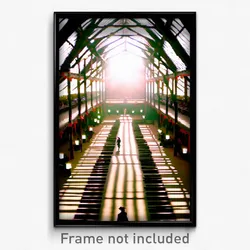 Pixel Art Poster - Bold Longhouse (8 Bit Psychedelic Trippy Video Game Print)