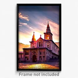 Pixel Art Poster - Interesting Monastery (8 Bit Psychedelic Video Game Print)