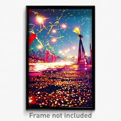 Pixel Art Poster - Damaged New Year Day (8 Bit Psychedelic Video Game Print)