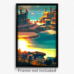 Pixel Art Poster - Cluttered Sea (8 Bit Psychedelic Trippy Video Game Print)
