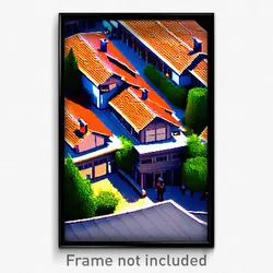 Pixel Art Poster - Extra Large Rooftops (8 Bit Psychedelic Video Game Print)