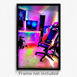 Pixel Art Poster - Flamboyant Gaming Room (8 Bit Psychedelic Video Game Print)