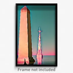 Pixel Art Poster - Creative Obelisk (8 Bit Psychedelic Trippy Video Game Print)