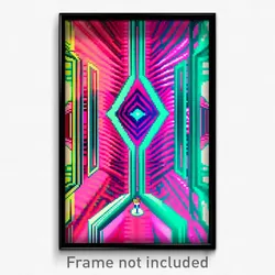 Pixel Art Poster - Kaleidoscopic Labyrinth (8 Bit Psychedelic Video Game Print)