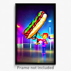Pixel Art Poster - Great Hot Dog (8 Bit Psychedelic Trippy Video Game Print)