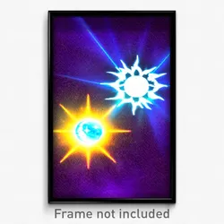 Pixel Art Poster - Electric Sun And Moon (8 Bit Psychedelic Video Game Print)