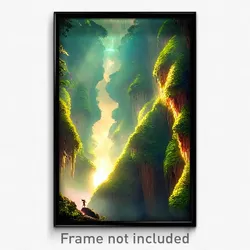 Pixel Art Poster - Angelic Rainforest (8 Bit Psychedelic Video Game Print)