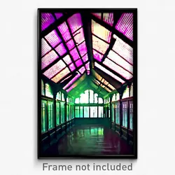 Pixel Art Poster - Acidic Conservatory (8 Bit Psychedelic Video Game Print)