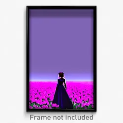 Pixel Art Poster - Violet Wasteland (8 Bit Psychedelic Trippy Video Game Print)