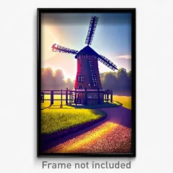 Pixel Art Poster - Treasured Windmill (8 Bit Psychedelic Video Game Print)