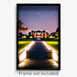 Pixel Art Poster - Famous Mansion (8 Bit Psychedelic Trippy Video Game Print)
