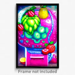 Pixel Art Poster - Fruity Chest (8 Bit Psychedelic Trippy Video Game Print)
